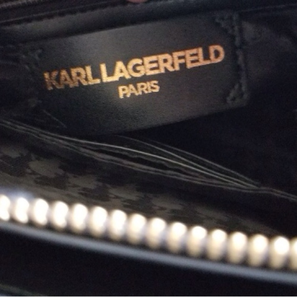 Karl Lagerfeld Black Paris maybelle satchel FLAW - Picture 9 of 16